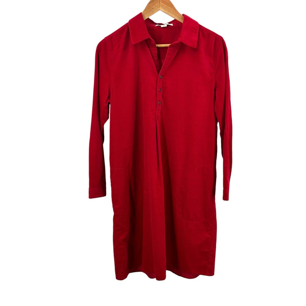 Coldwater Creek Petite‎ Small Red Long Sleeve Shirt Dress